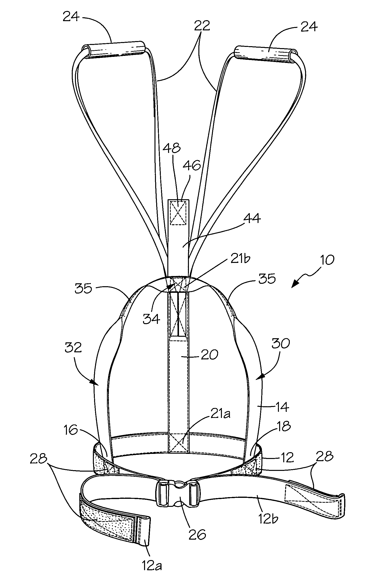 Rapid extraction body harness with extendable drag straps