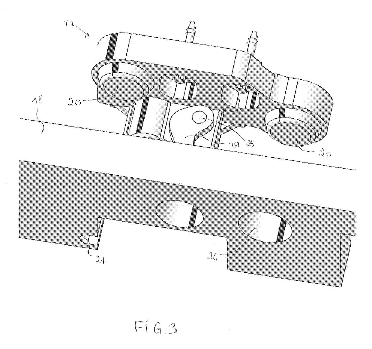 System for locking / unlocking an object under a structure having a hook for drawing and supporting same