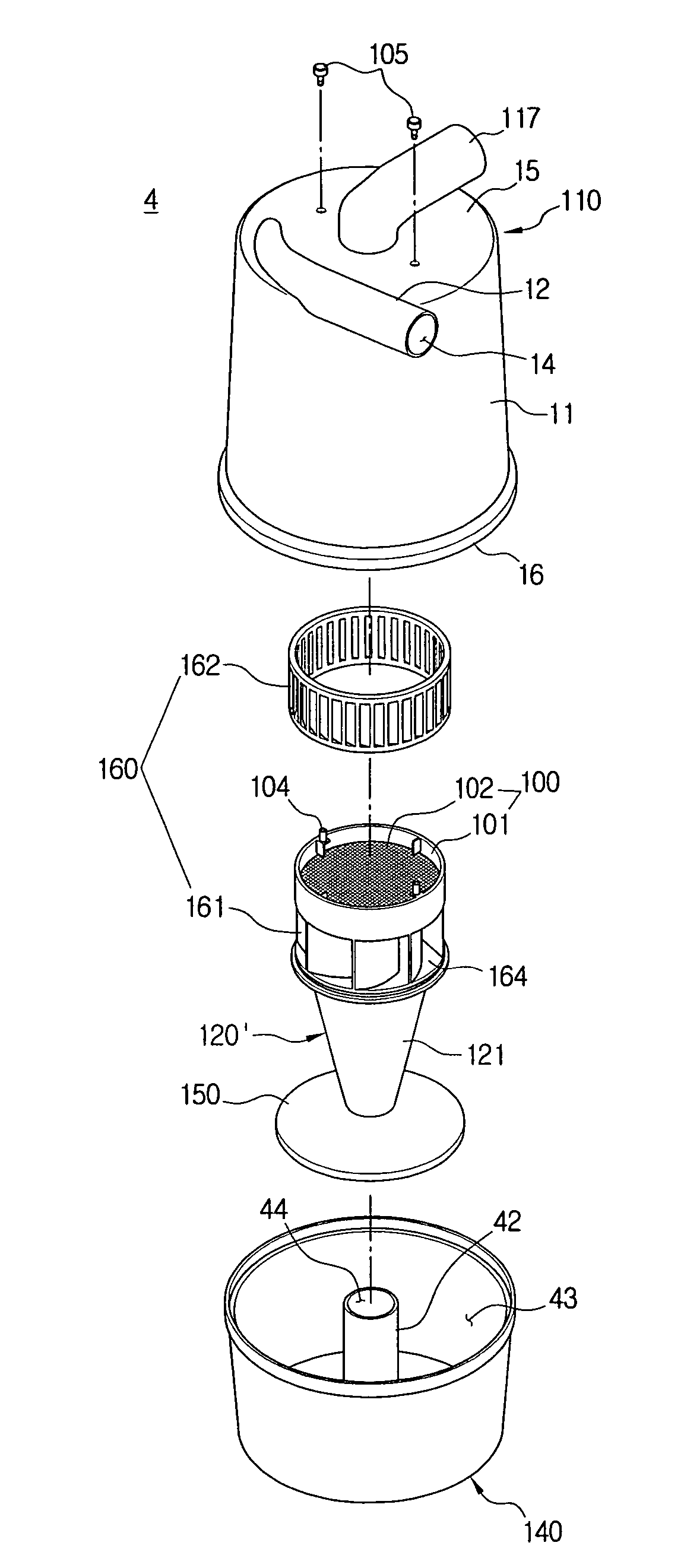 Cyclone dust collecting apparatus for vacuum cleaner