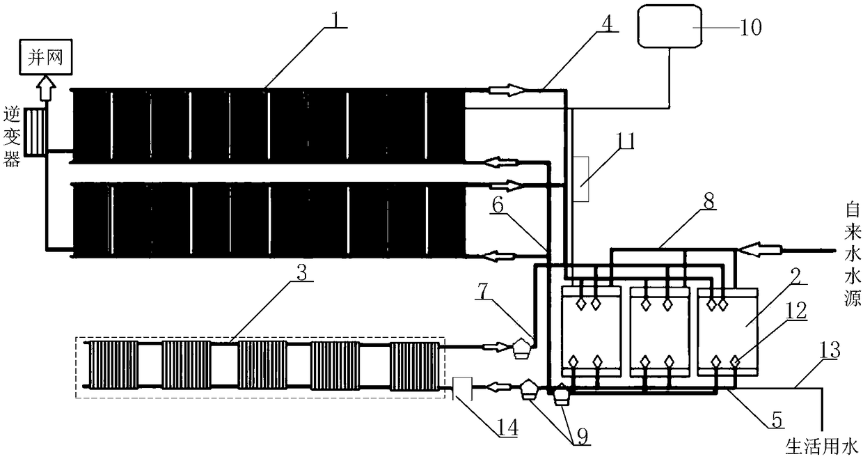 Heating system based on solar cogeneration assembly