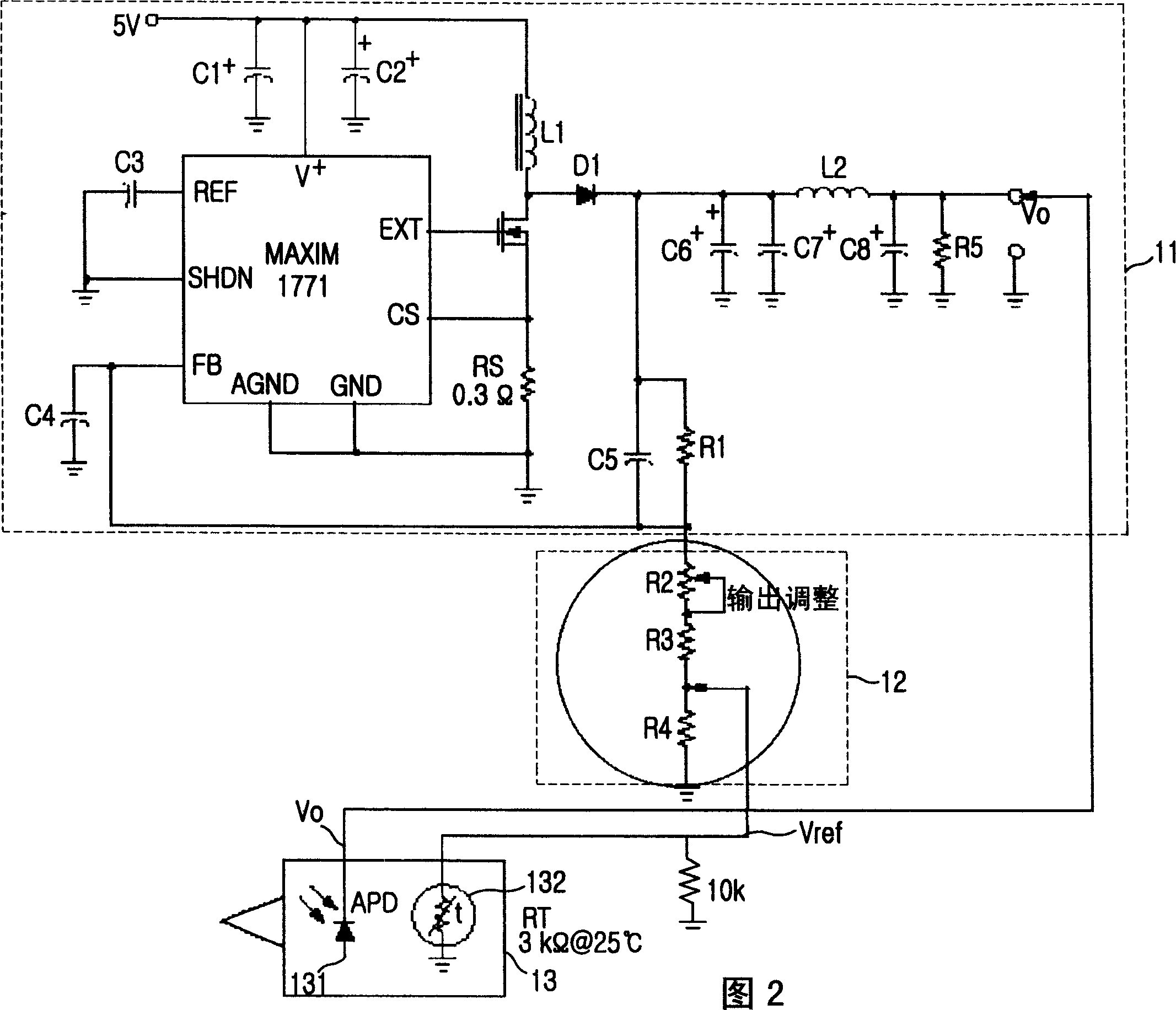 Temperature compensating equipment for avalanche photodiode optical receiver