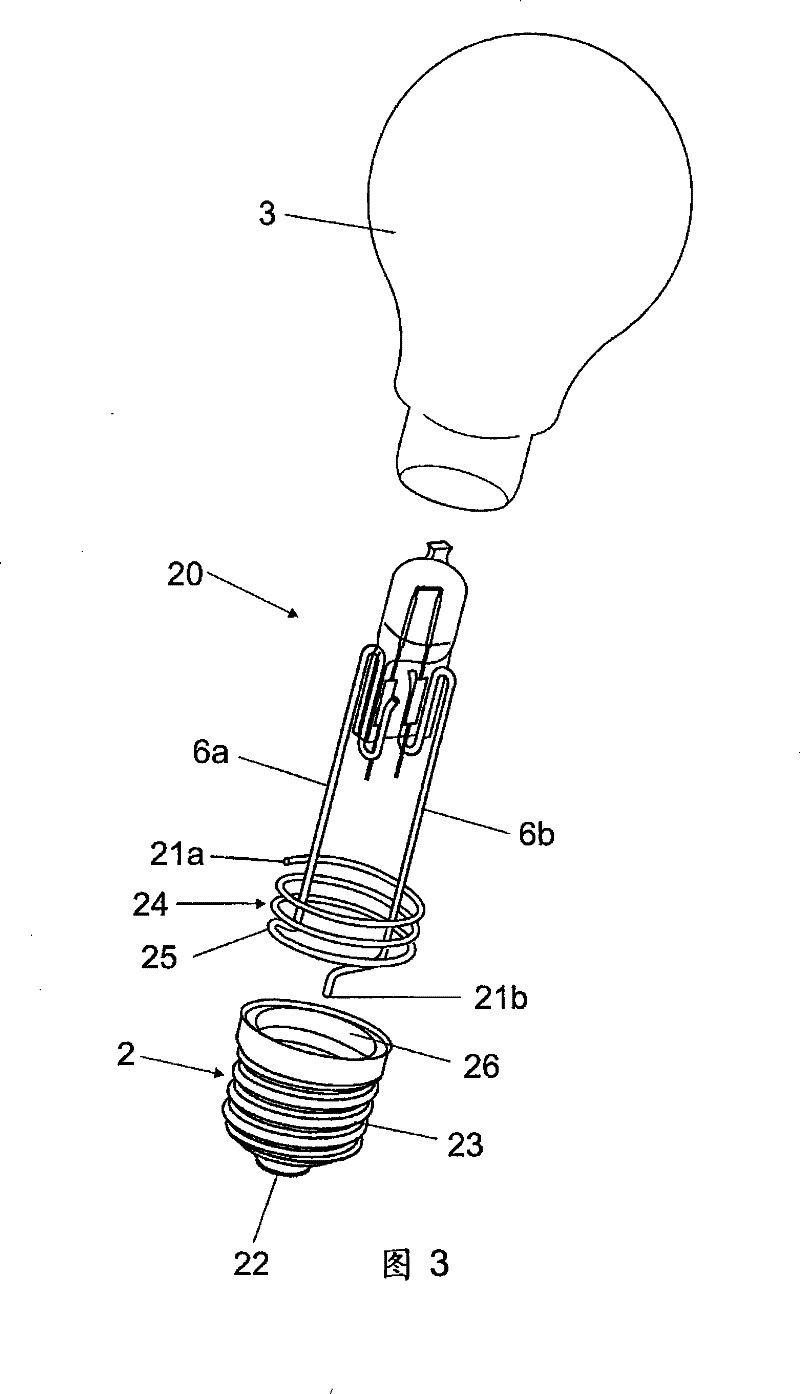 Electric lamp with an external piston and a fitted lamp and method for production of same