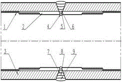 Compound welding method for large-diameter compound steel pipe with pipe ends provided with corrosion resistant alloy through surfacing