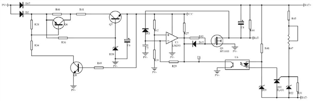 A solar charging control circuit and method