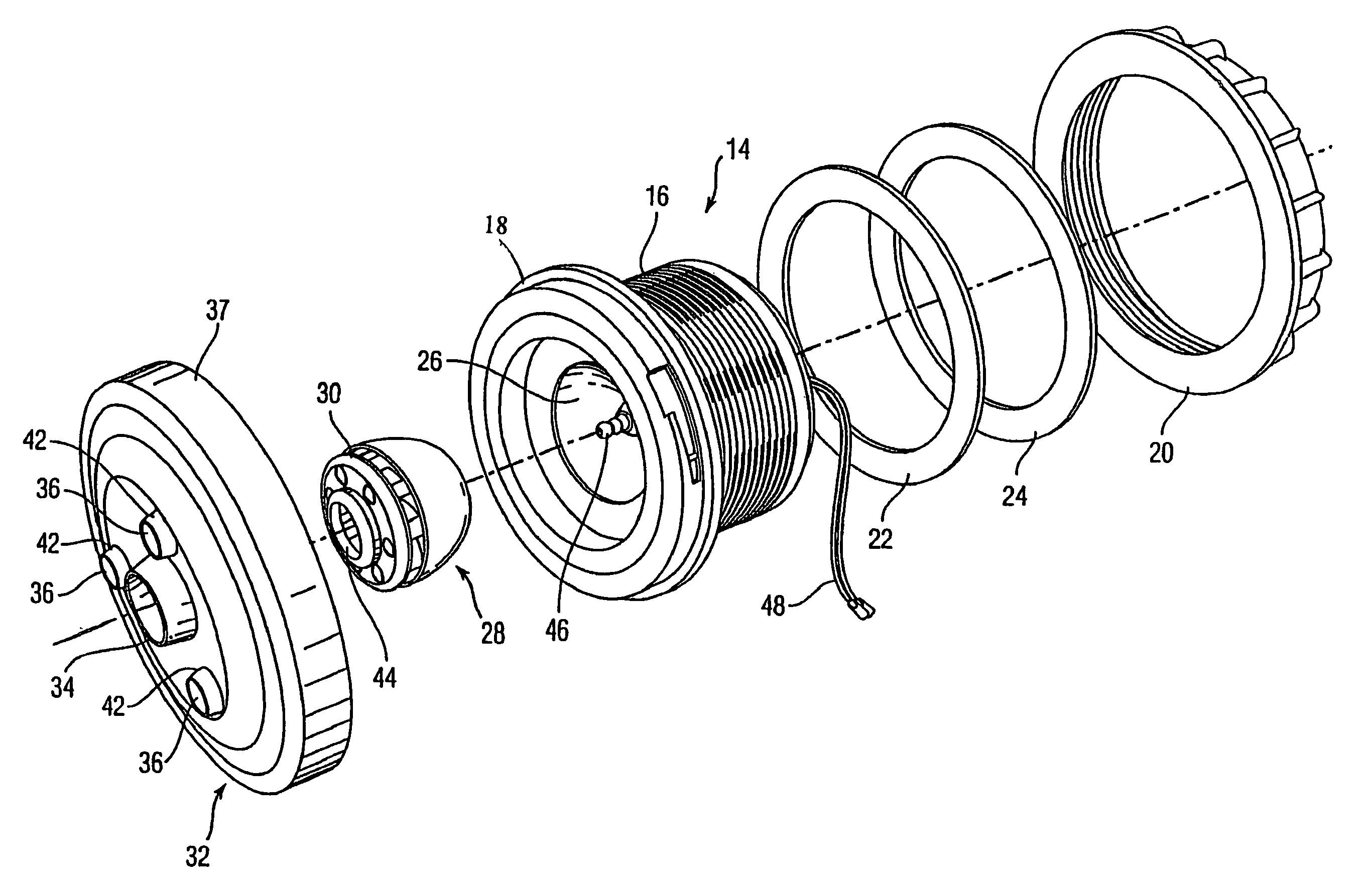 Water jet mechanism for whirlpool effect in pedicures or other applications