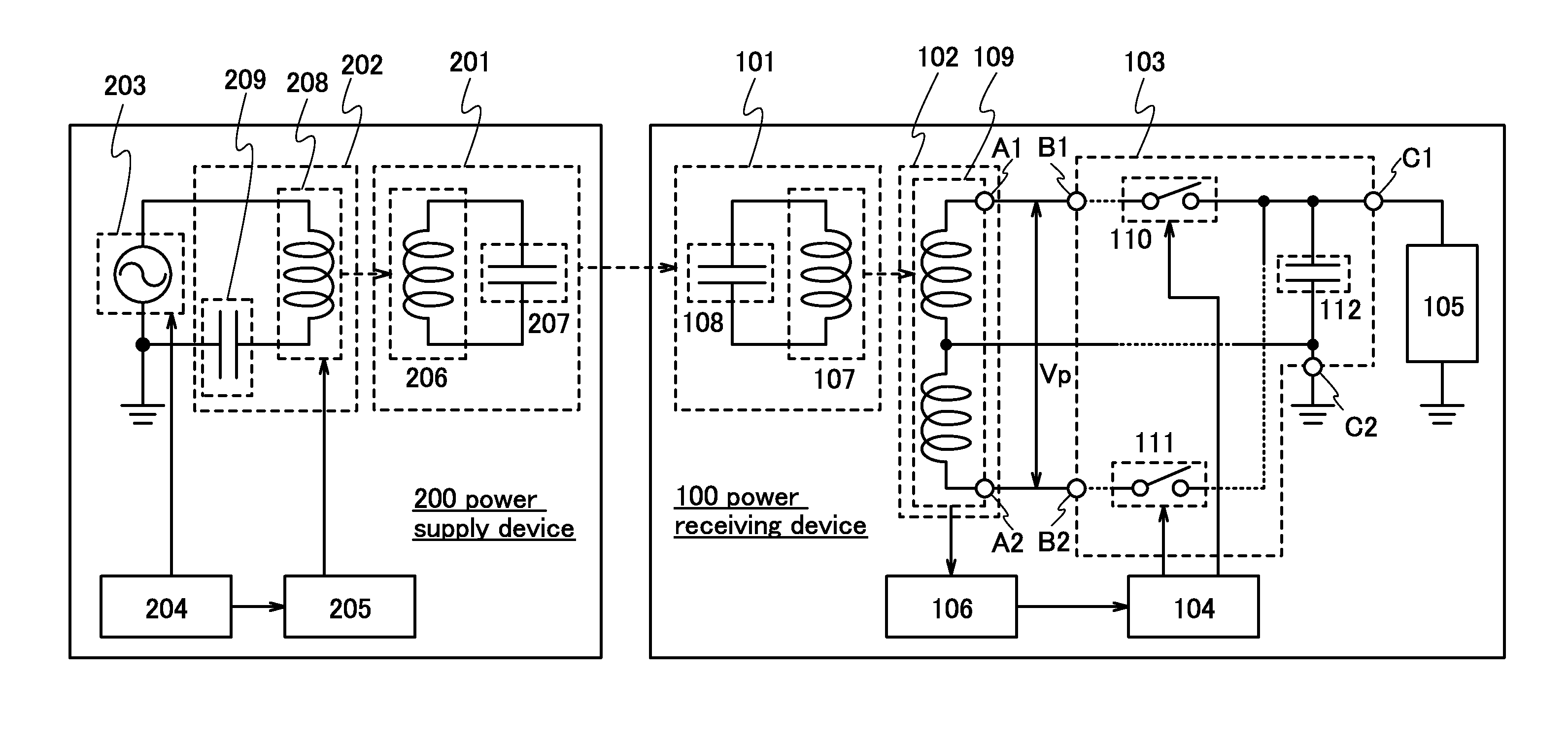 Power receiving device and wireless power supply system