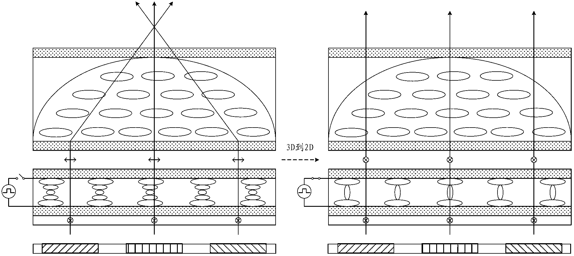 2D-3D switching stereoscopic display device and liquid crystal lens