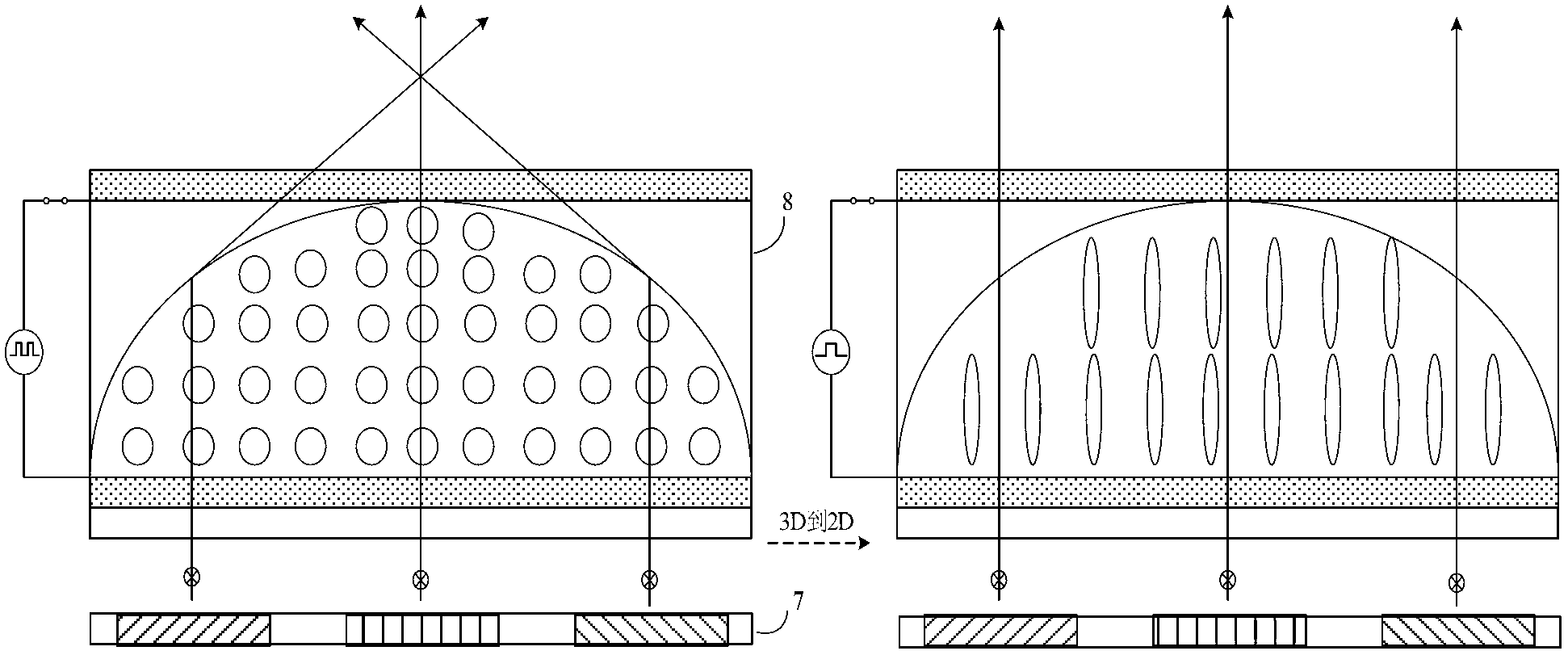 2D-3D switching stereoscopic display device and liquid crystal lens