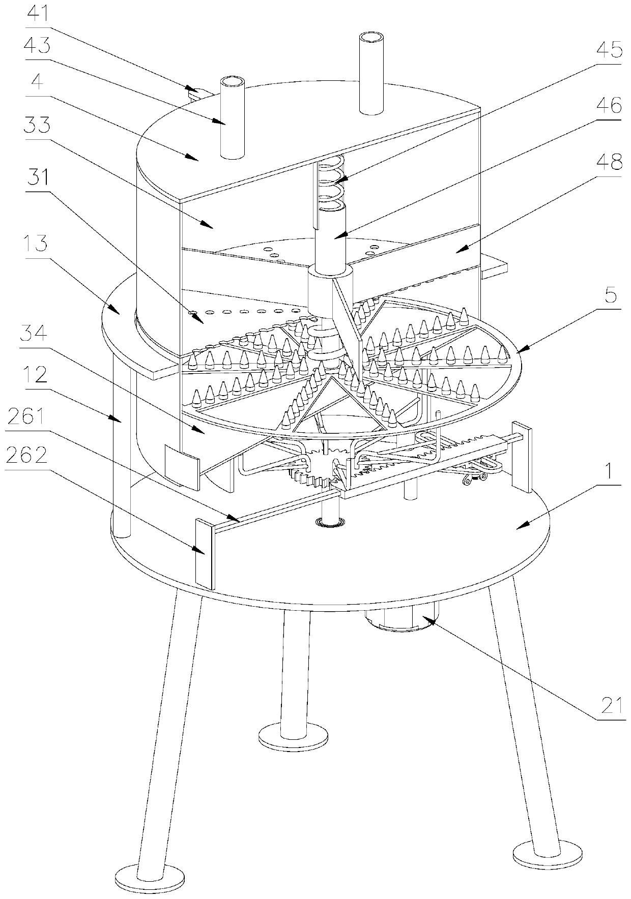 Tea leaf residue removing and screening device