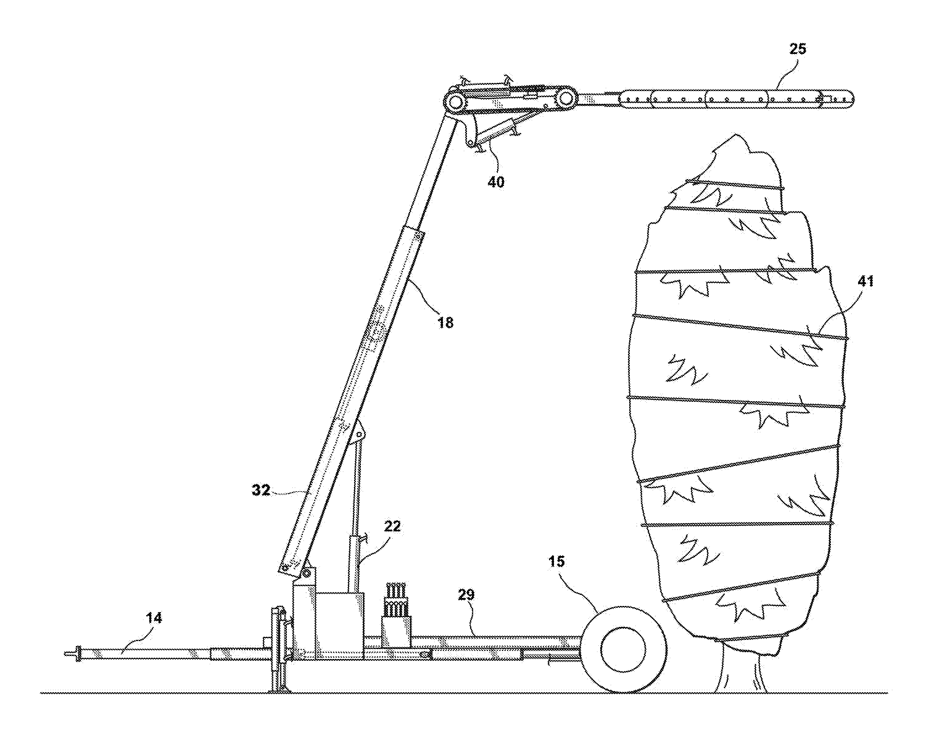 Standing tree baler