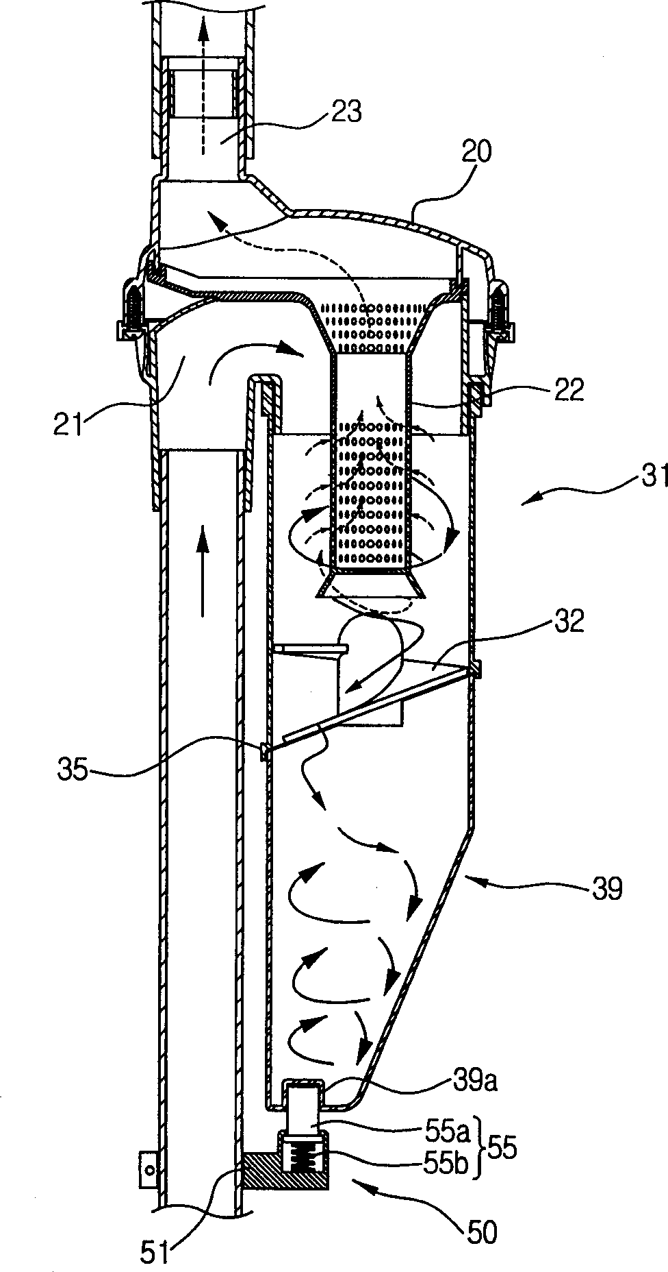 Cyclone dust collecting unit for vacuum cleaner