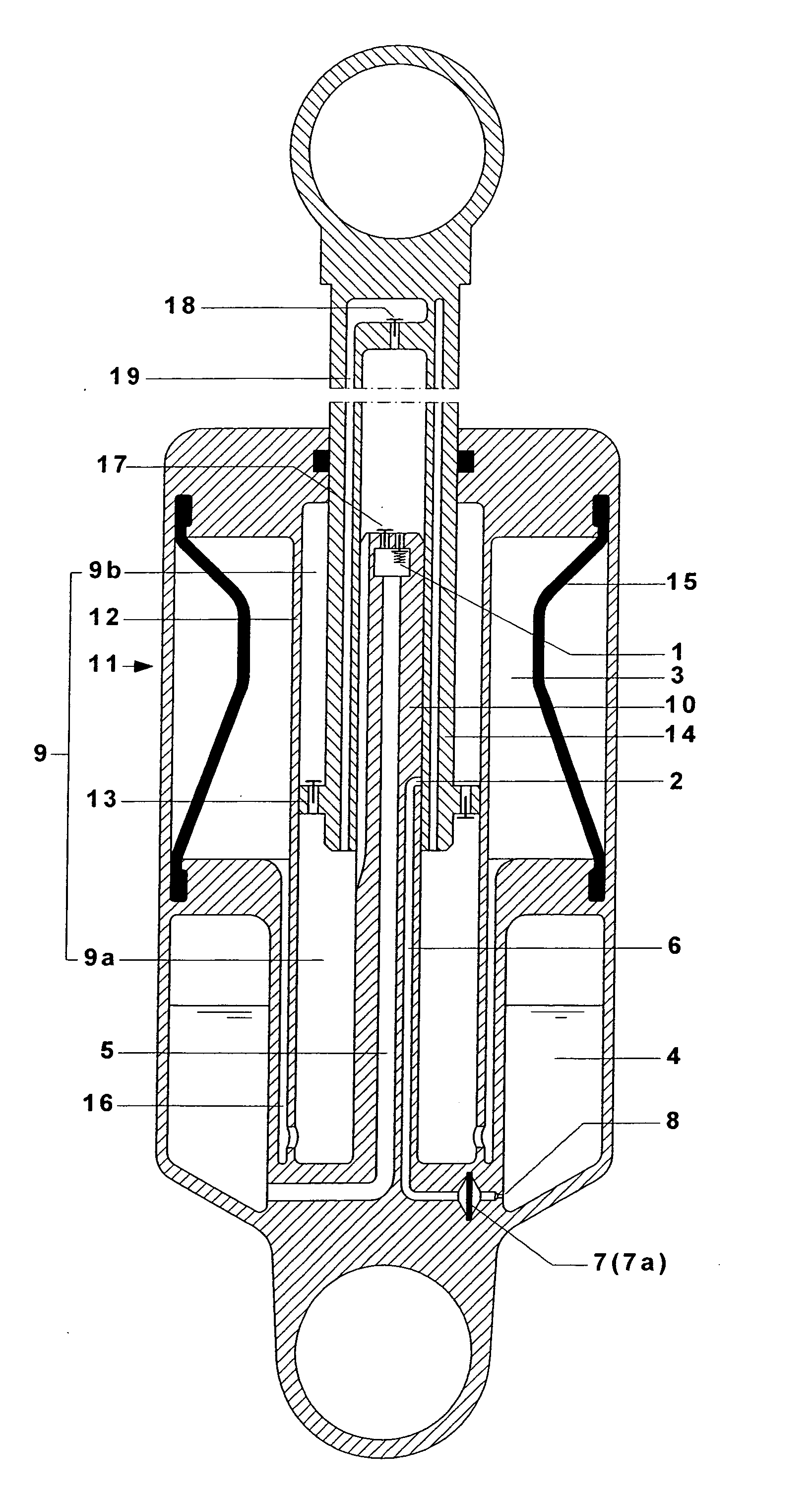 Self-pumping hydropneumatic MacPherson strut unit