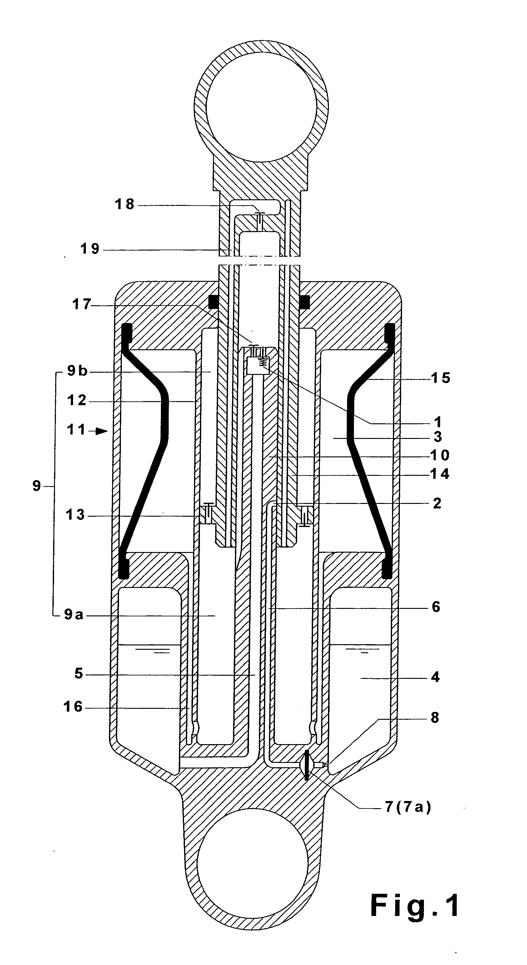 Self-pumping hydropneumatic MacPherson strut unit