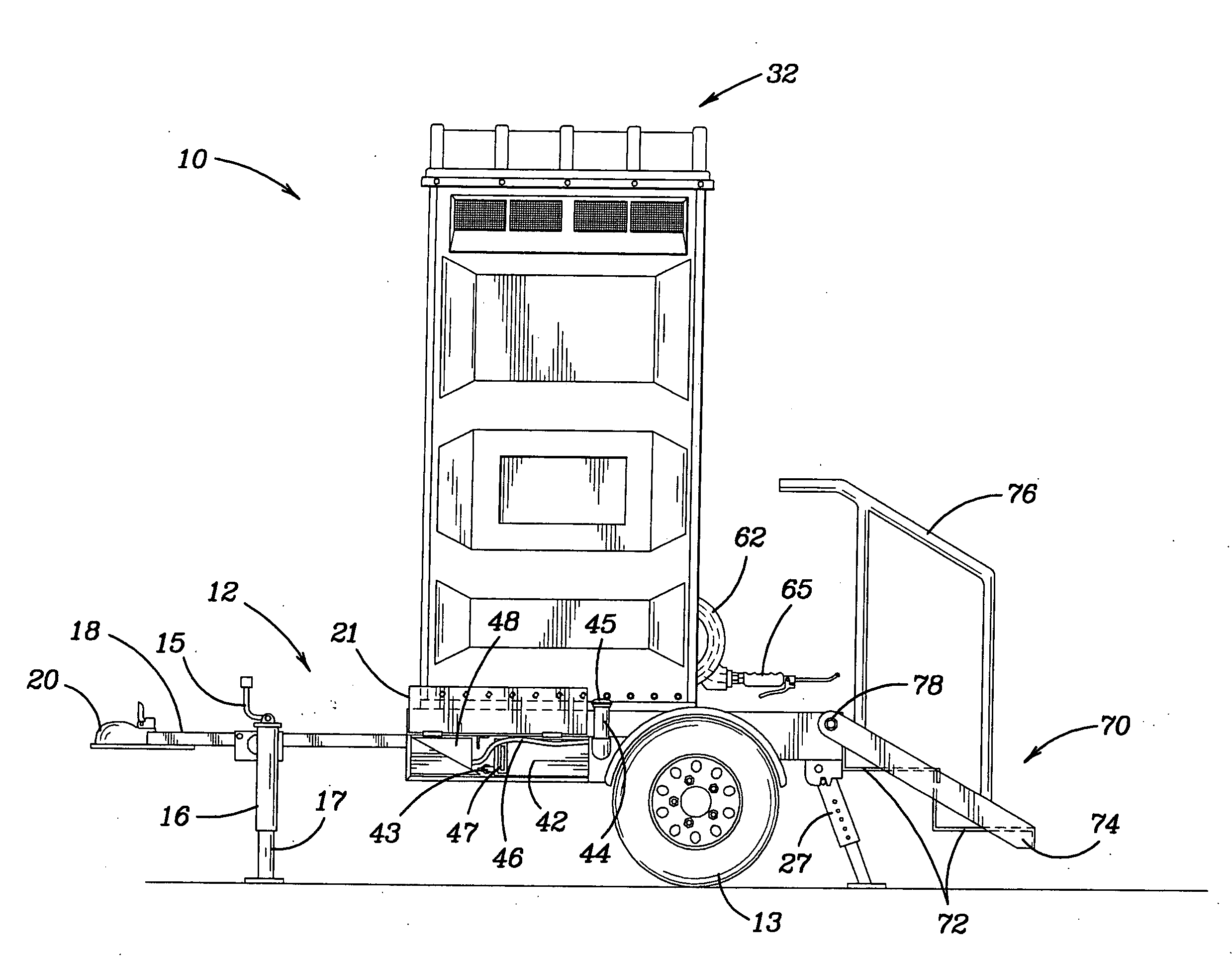 Trailer mounted portable lavatory