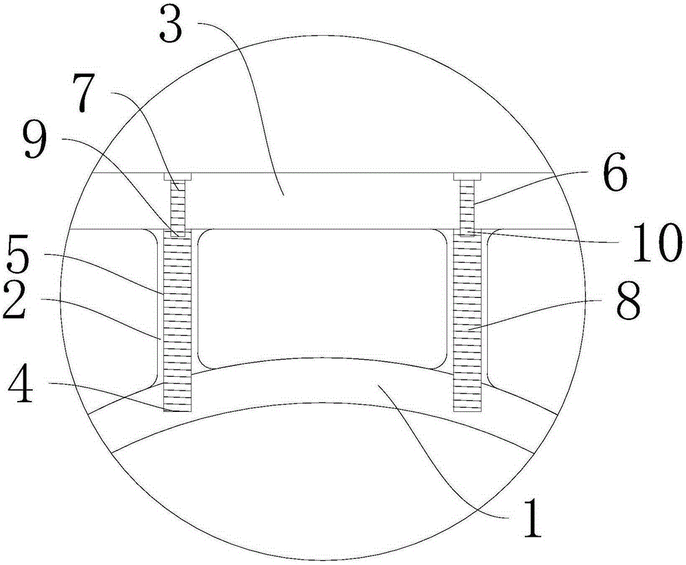 Multi-segment bolt connecting device of plastic mold used for wood and plastic hexagonal pavilion stand columns