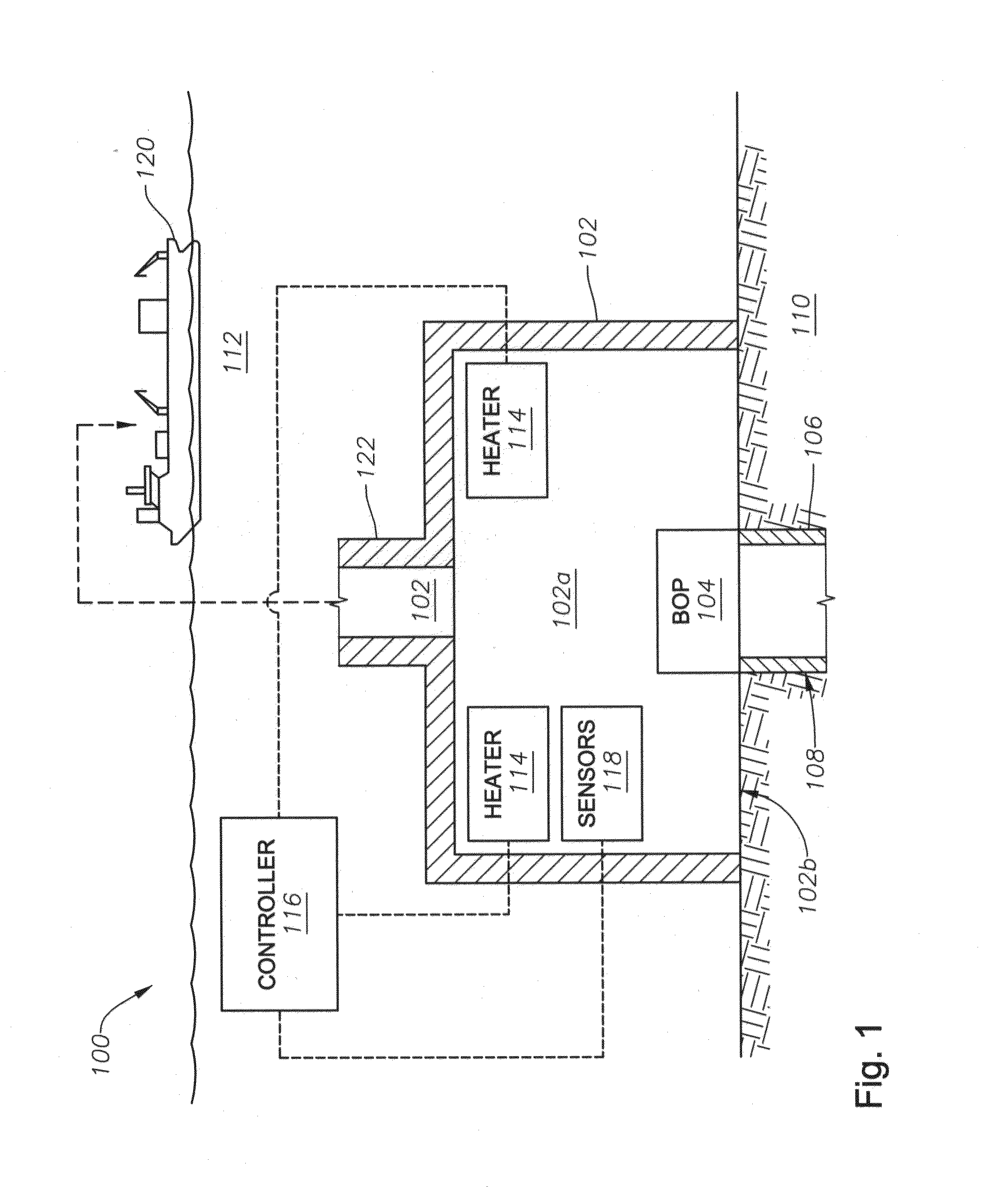 System for subsea extraction of gaseous materials from, and prevention, of hydrates