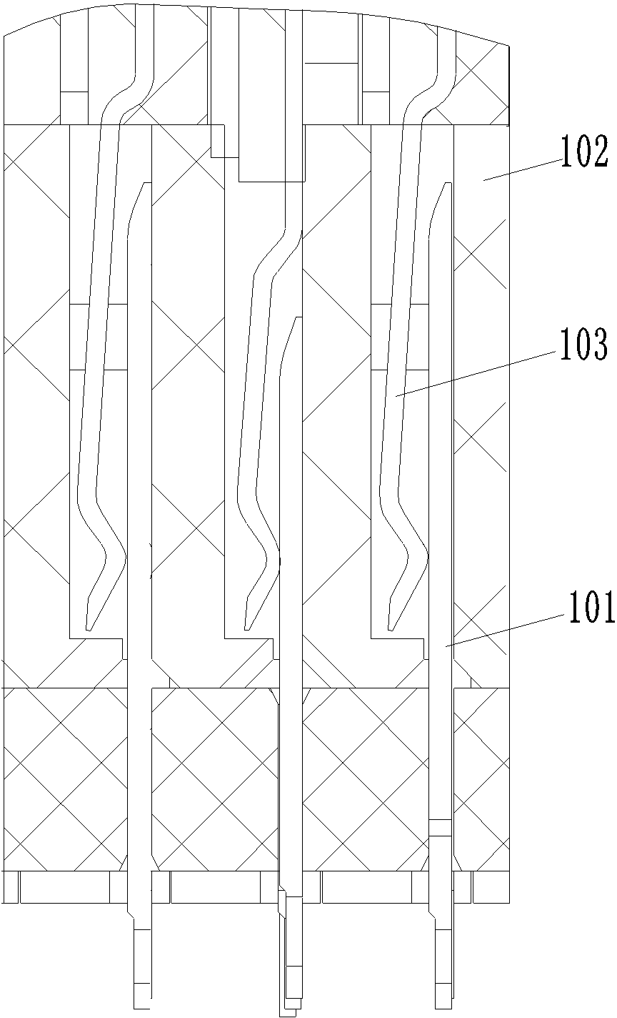 Bent contact member, jack module and electrical connector