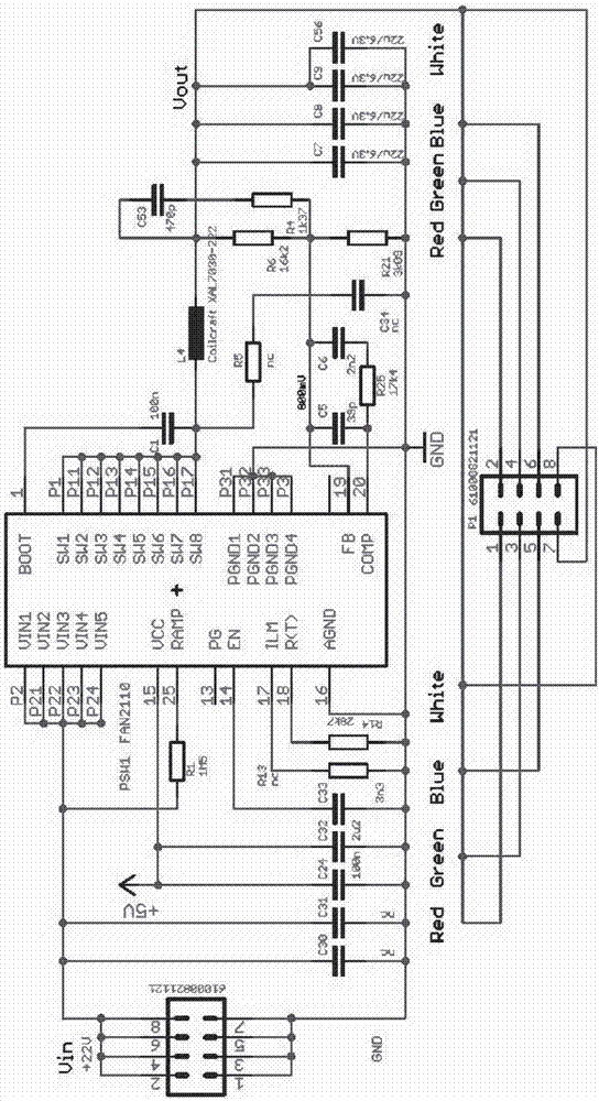 High heat dissipation drive circuit module based on stage light high power led