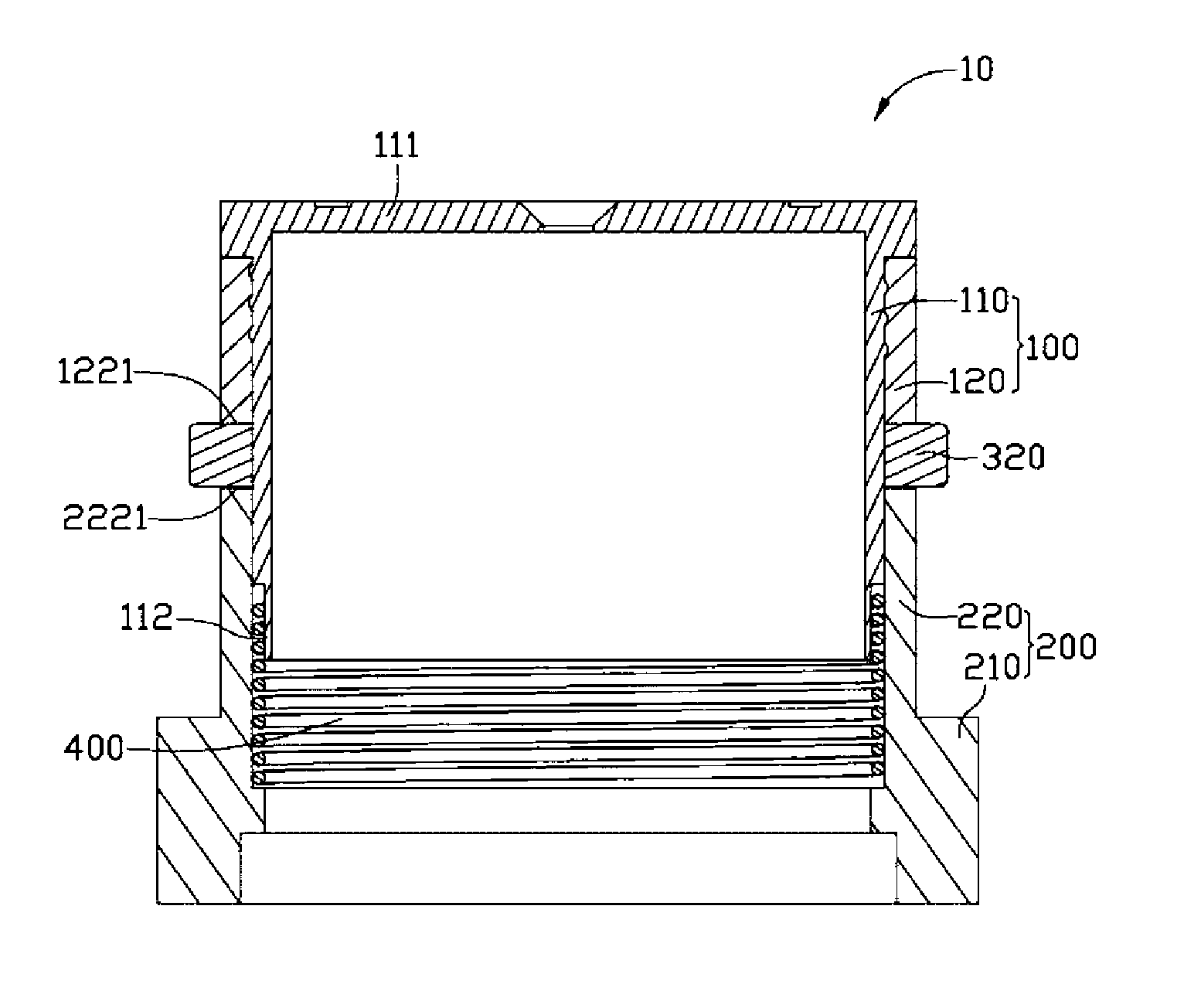 Sectional type focusing lens module