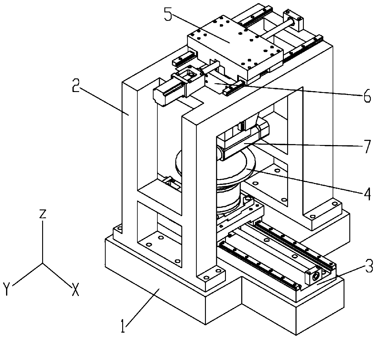 Double-gantry type structure slice cutting machine symmetrical about YZ plane