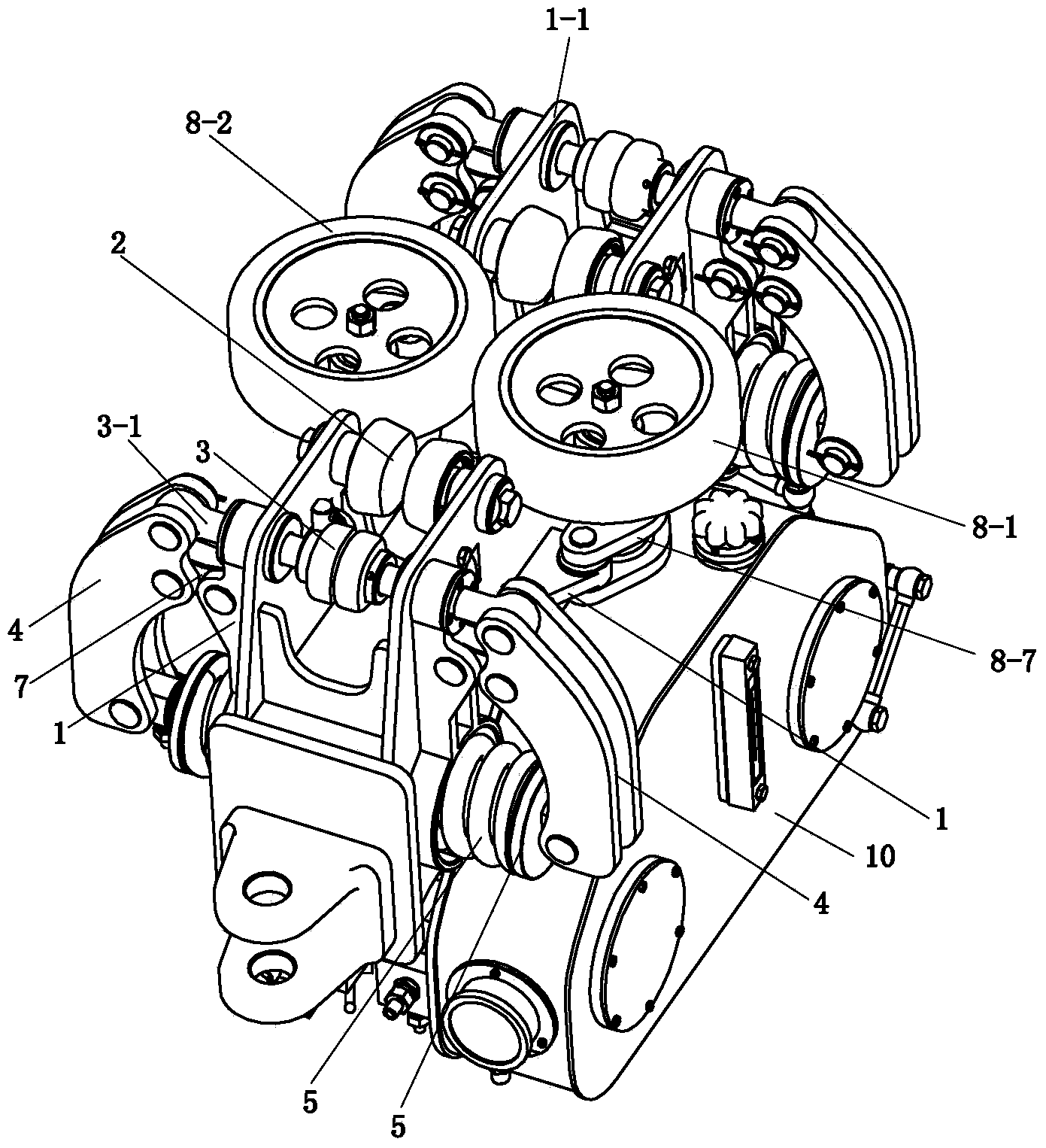 Rope traction monorail crane system braking vehicle