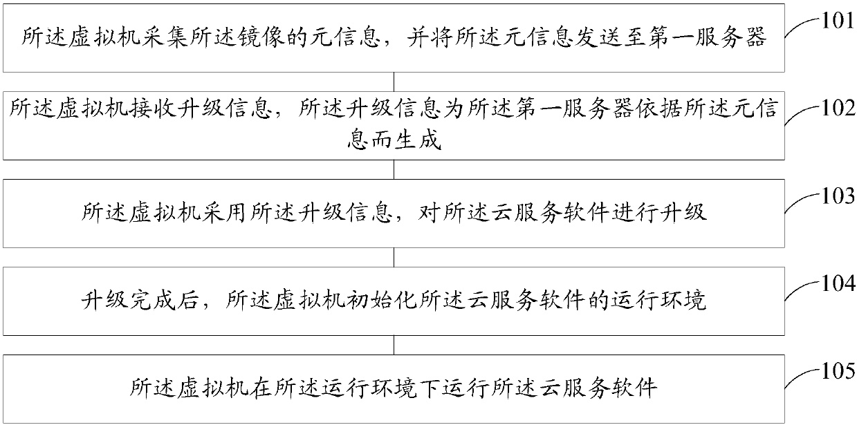 Mirror image-based cloud service software upgrade method and device