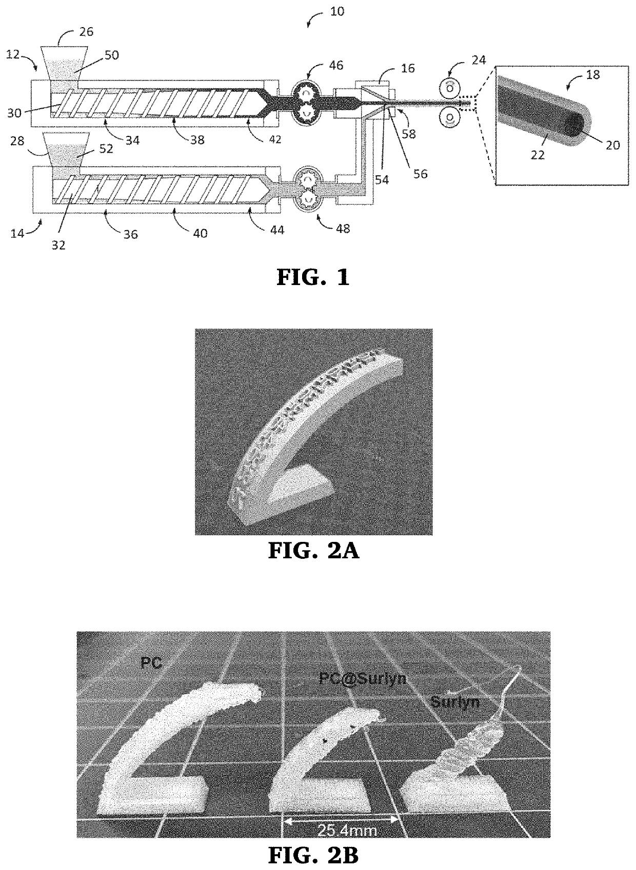 Tough, high impact resistant 3D printed objects from structured filaments