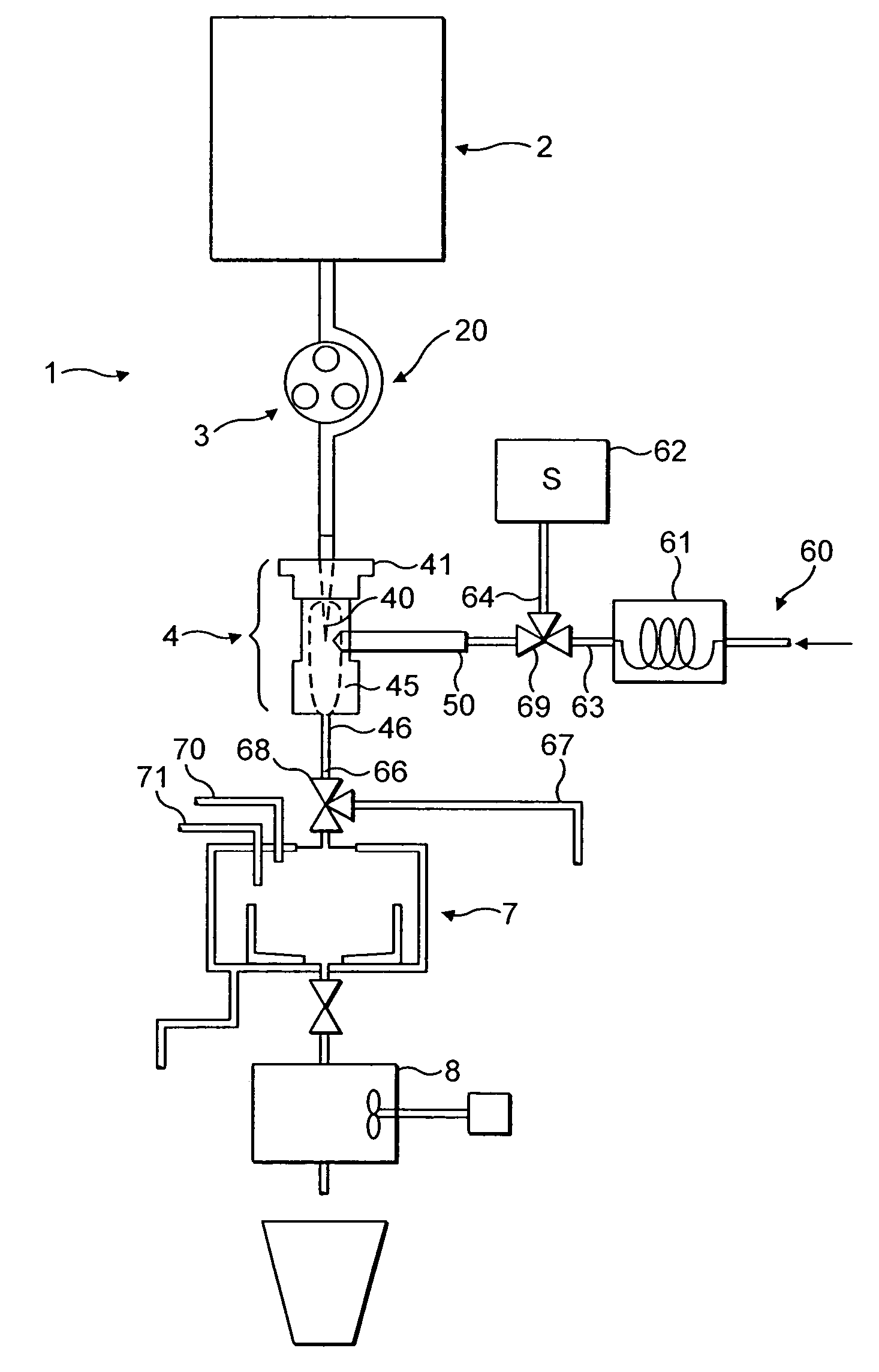 Device and method for hygienically delivering a liquid food