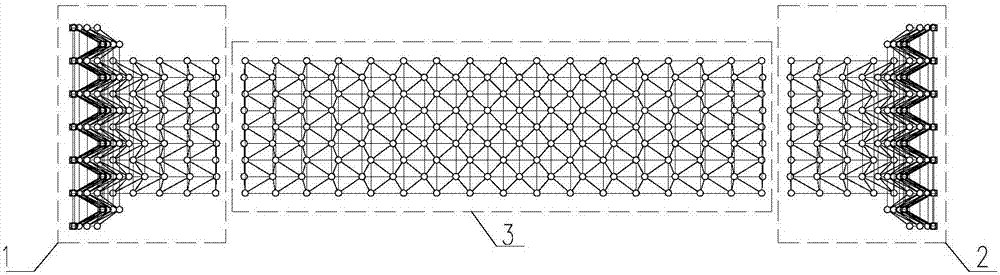 Cylindrical latticed mesh mounting method for erecting keels via symmetric method