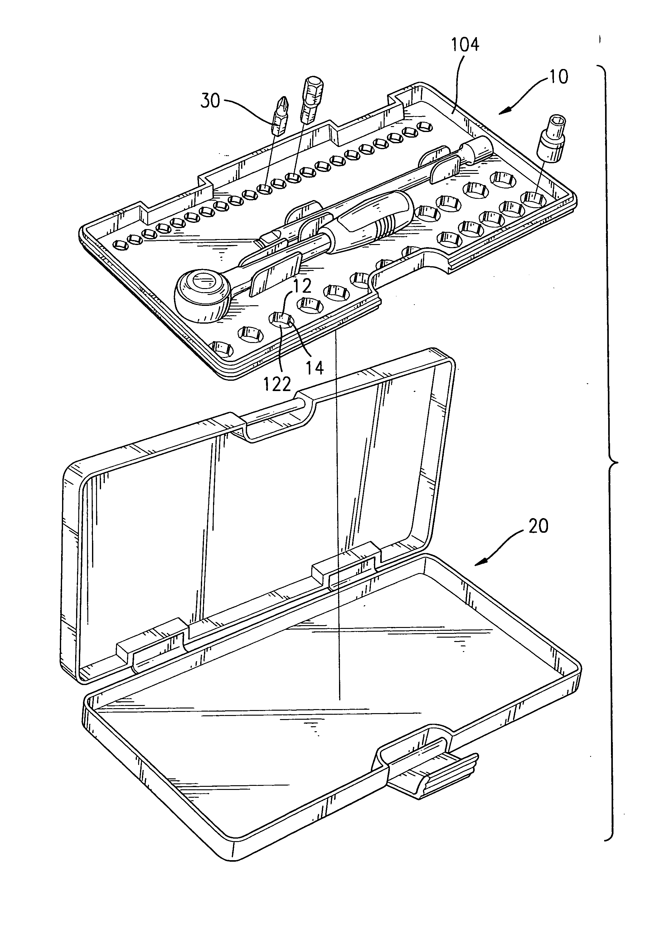 Tool head template for a toolbox