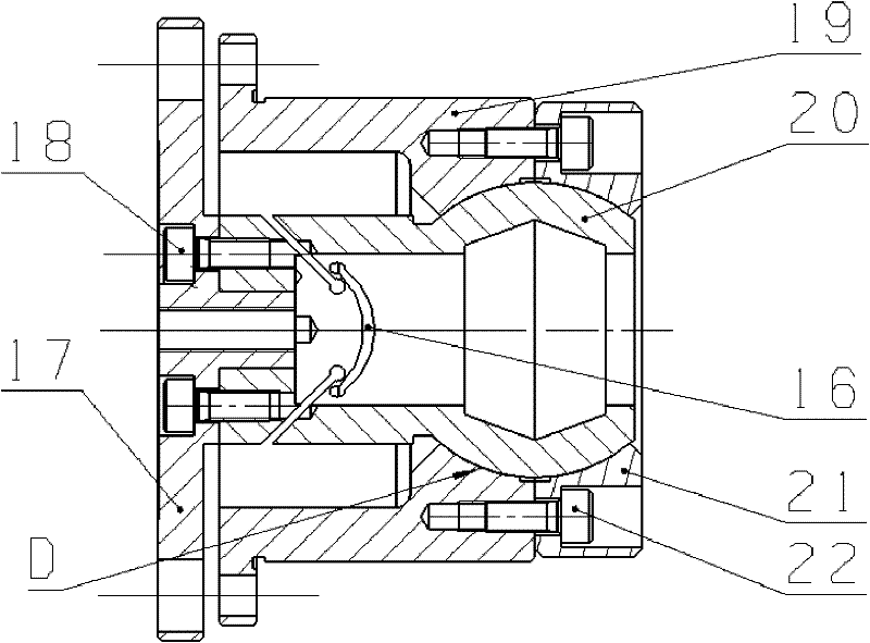 Ball hinge support structure of large caliber reflector of space remote sensor