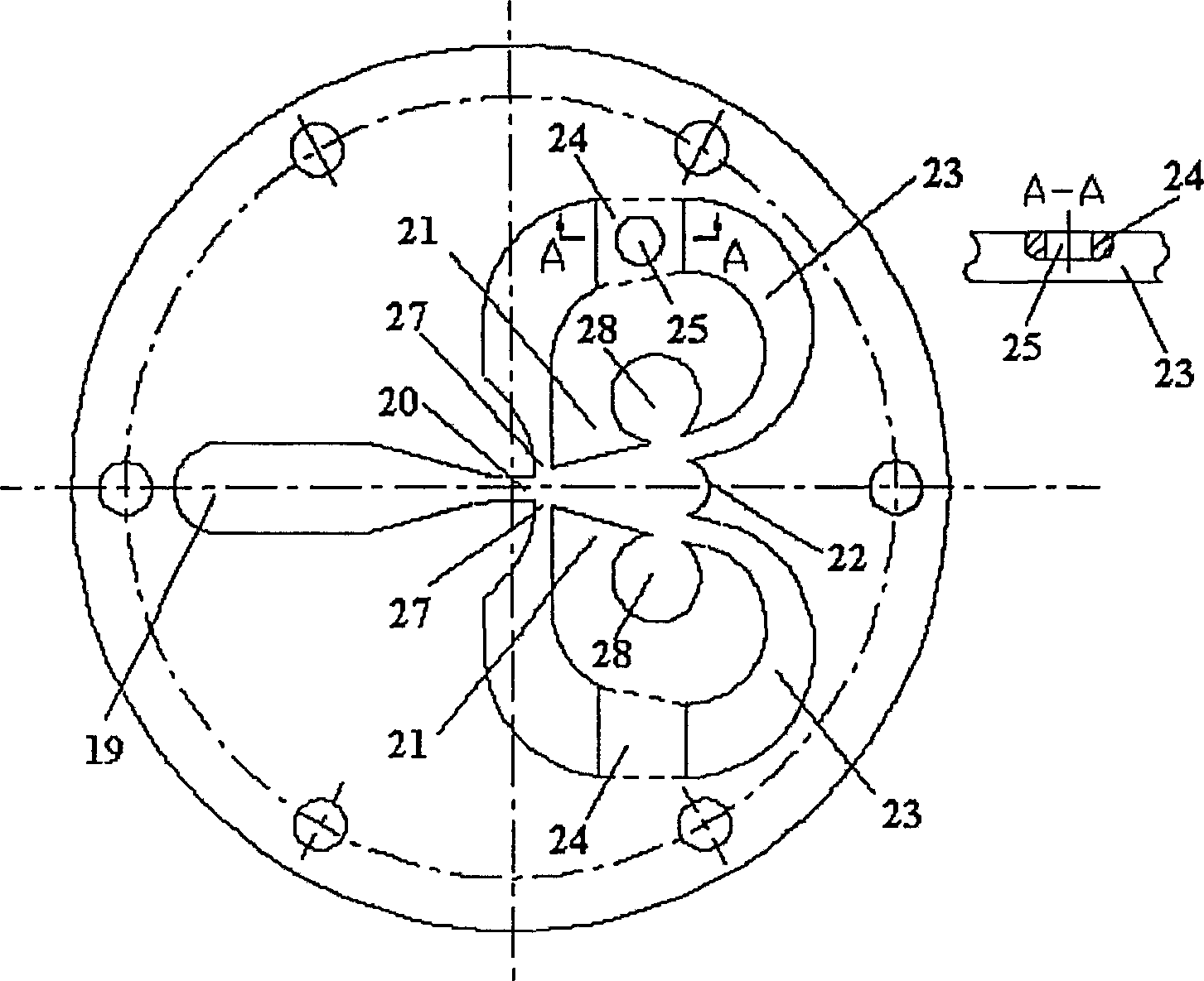 Jet flow meter using vertical drain flow path and double outlet structure