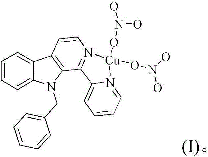 Copper nitrate complex taking 1-(2-pyridine)-9-benzyl-beta-carboline as ligand as well as synthesis method and application of copper nitrate complex