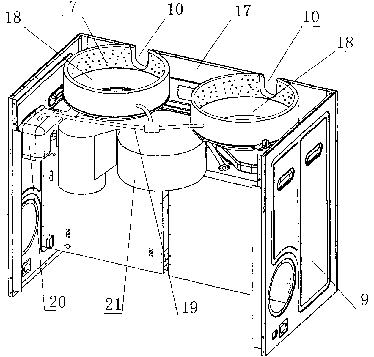 Integrated oven with combustion-supporting device