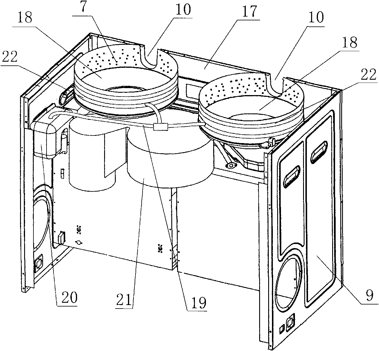 Integrated oven with combustion-supporting device