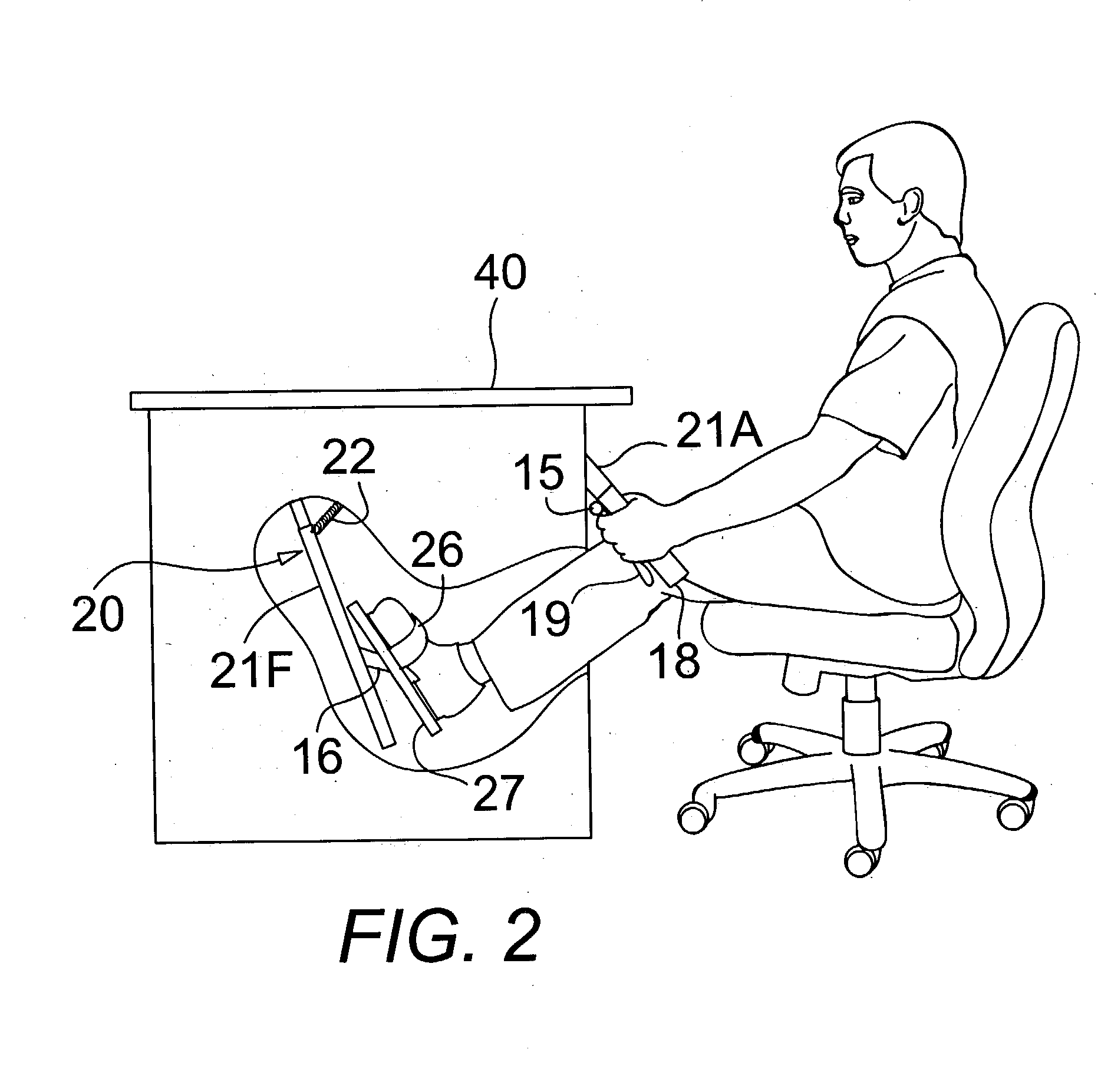 Exercise device for under a desk