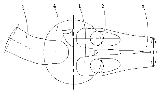 Gas passage and combustion chamber structure of three-valve engine