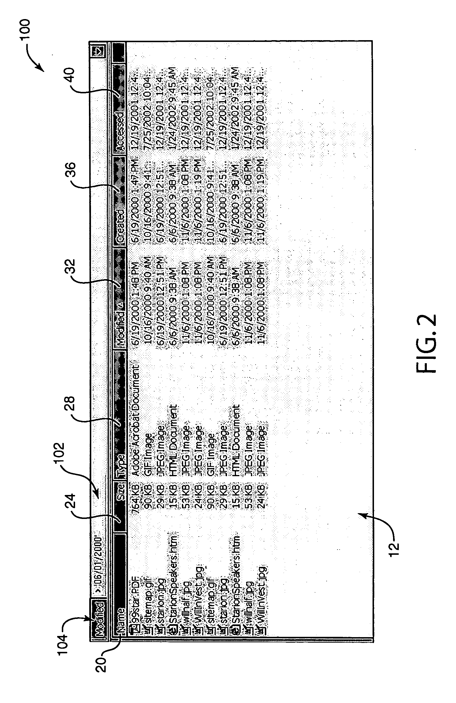 Method and system for filtering the display of files in graphical interfaces