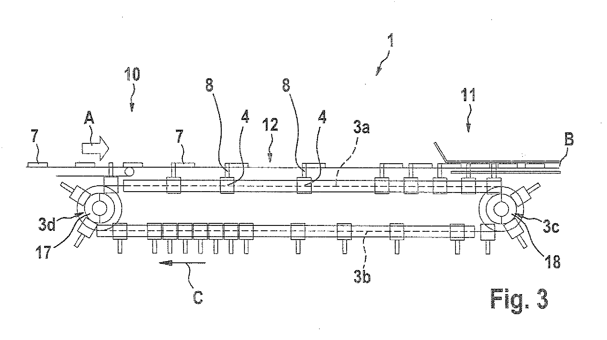 Apparatus  and  method  for  transporting  products,  having a  linear drive  mechanism