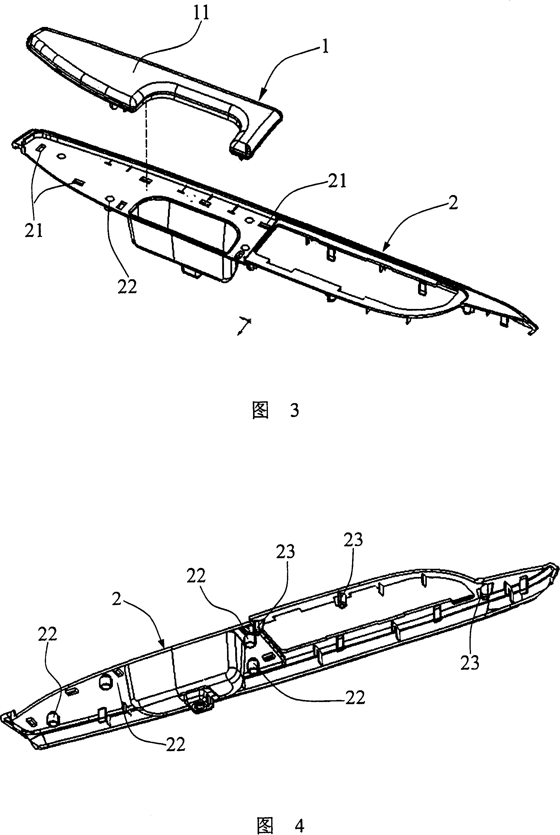 Automobile door plate assembling method with multiple inner decorations