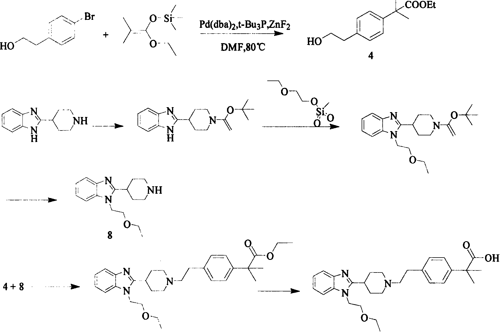 Preparation method of bilastine key intermediate