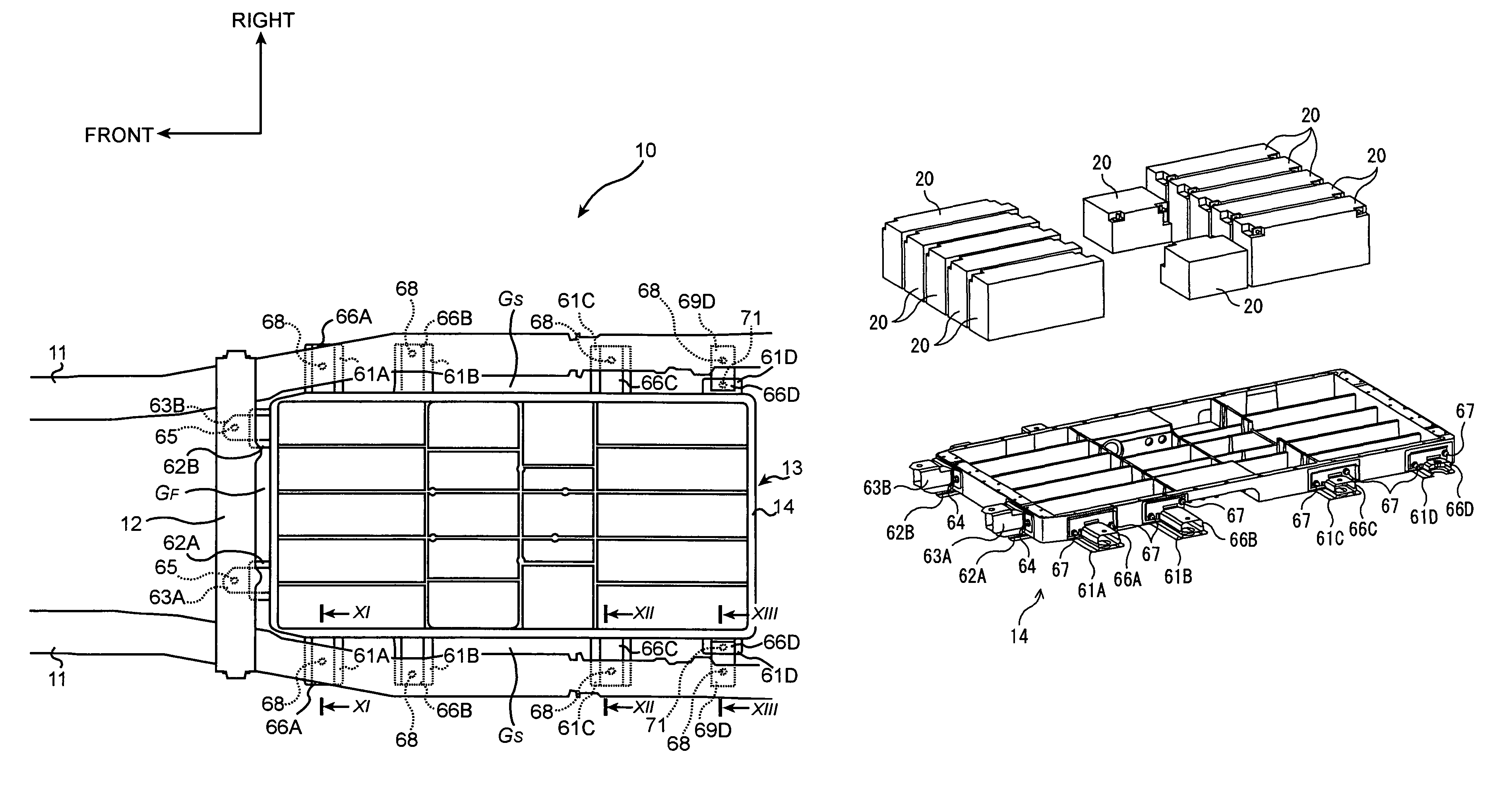 Structure for mounting batteries to electric vehicles