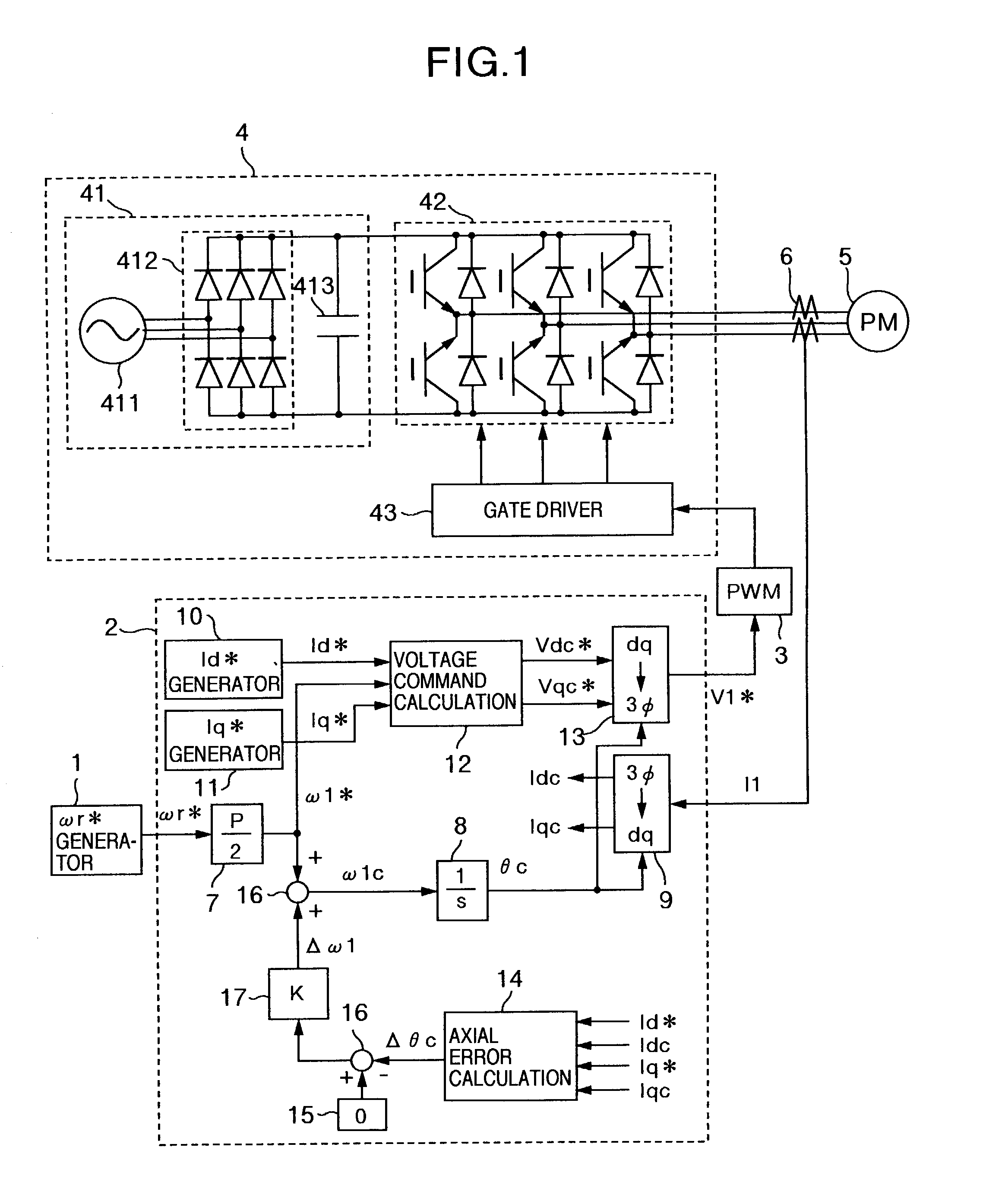 Synchronous motor driving system and sensorless control method for a synchronous motor