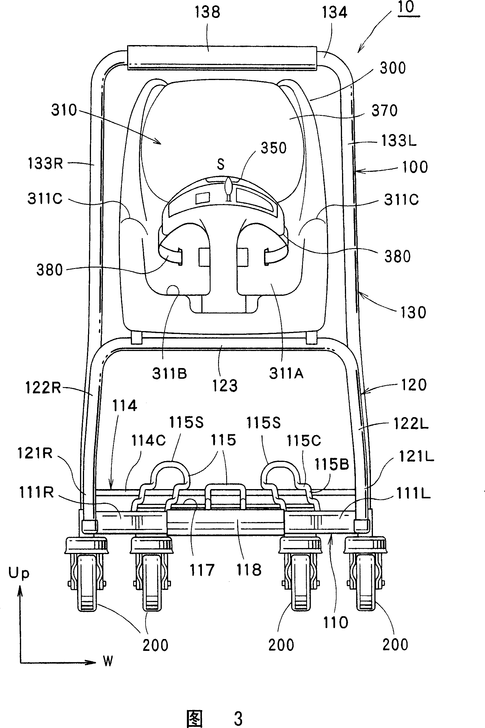 Belt locking mechanism, head supporting body installation structure, seat main body installation structure and shopping vehicle