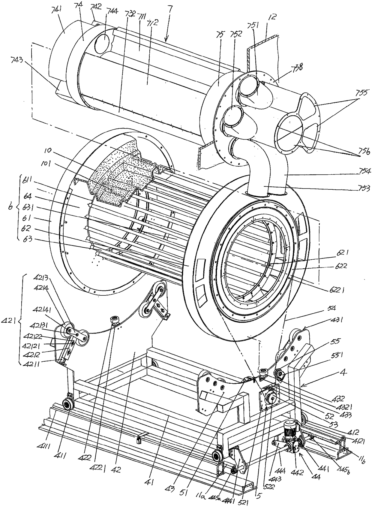 Drum type forming device of automotive interior trim part forming machine