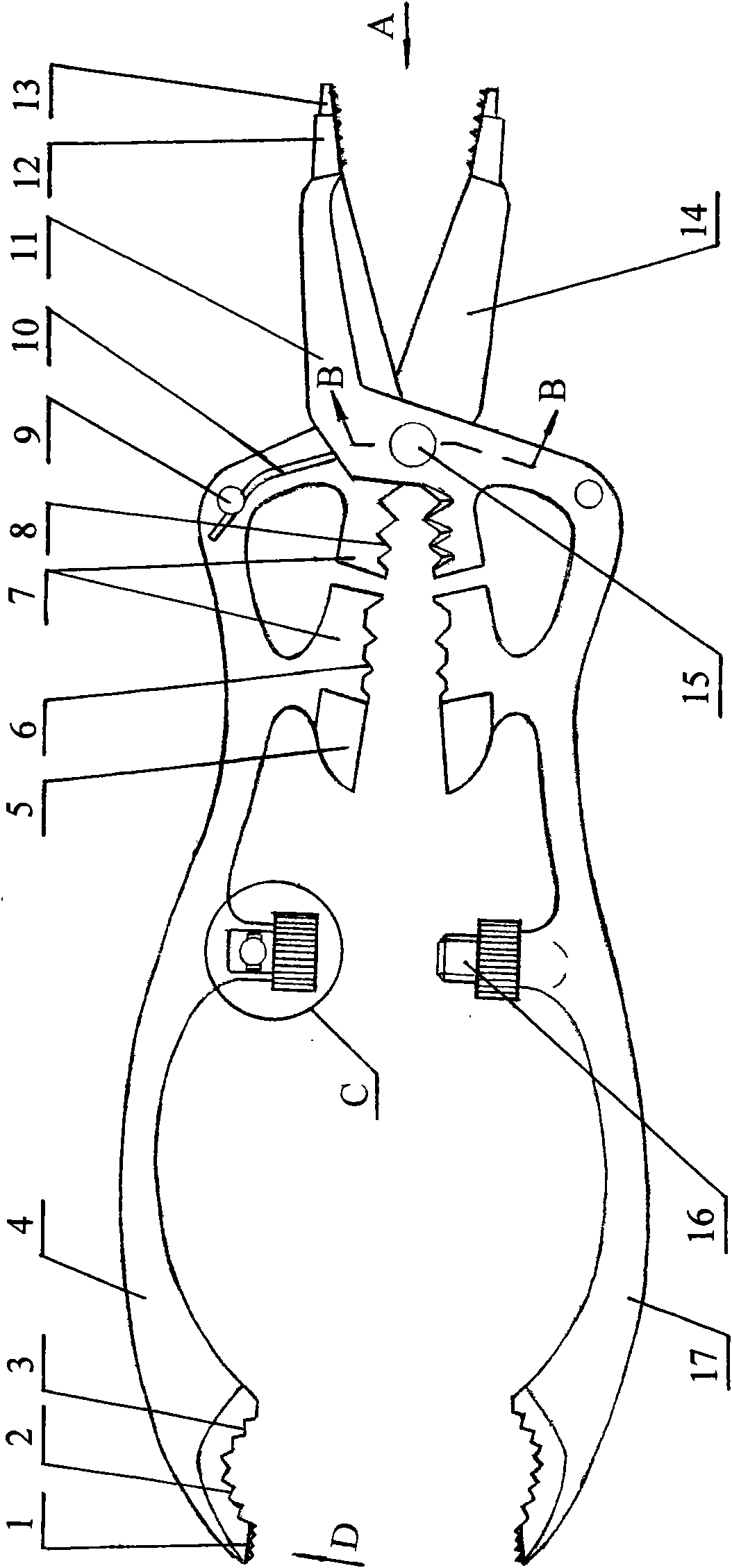 Cutting nippers having nine functions