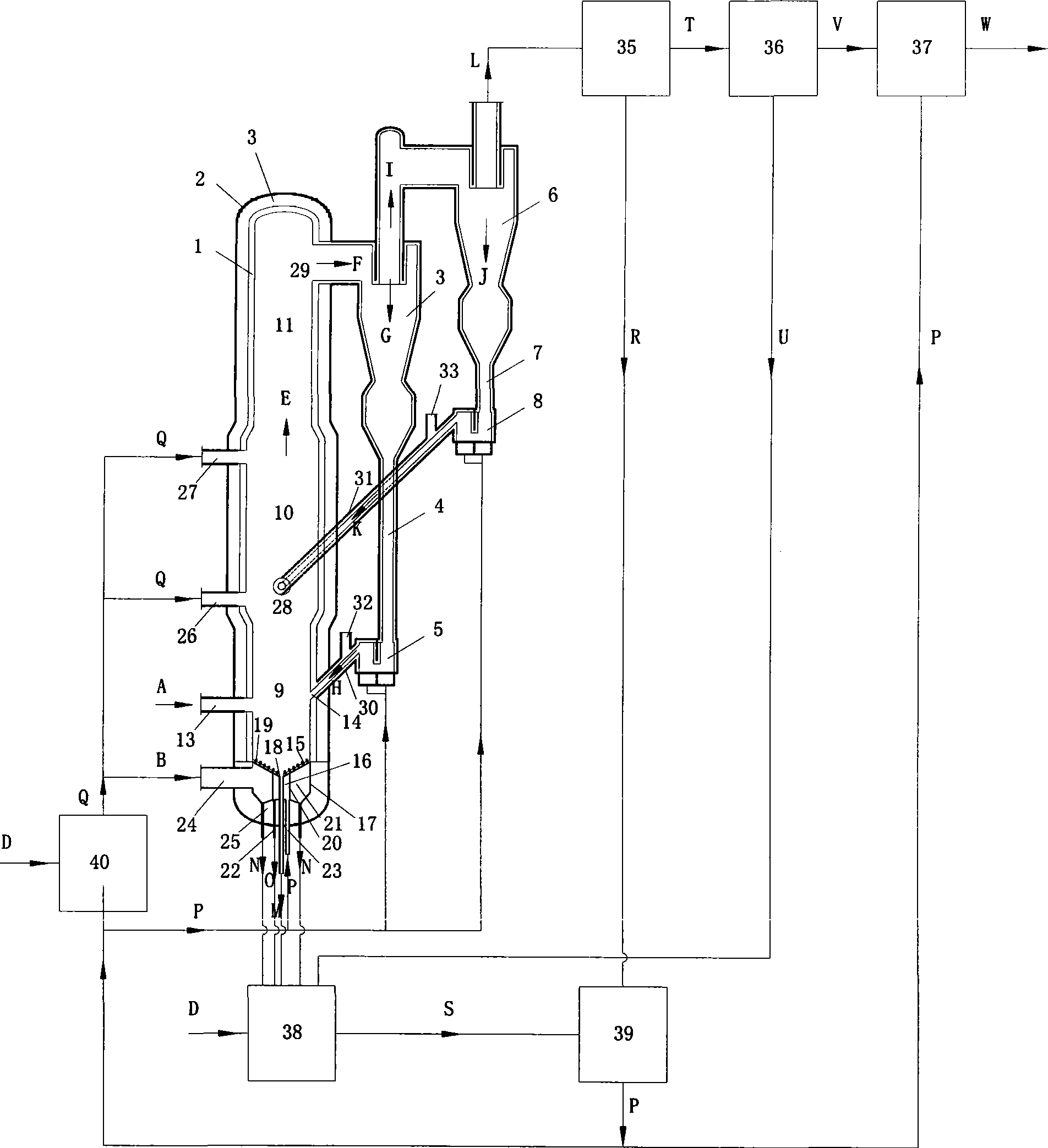 High-density pressurized fluidized bed coal gasification apparatus and method