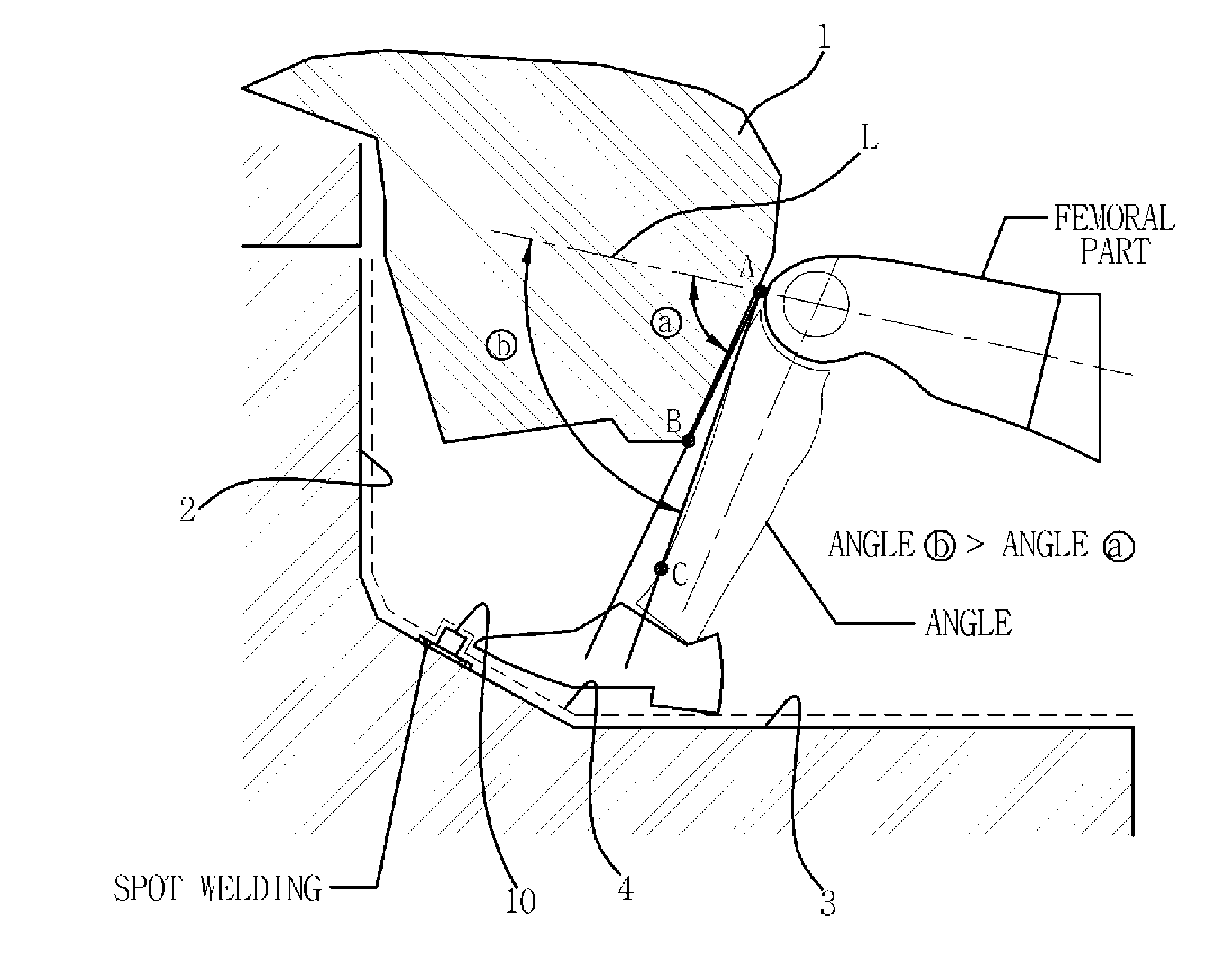 Structure for reducing knee injury in vehicle