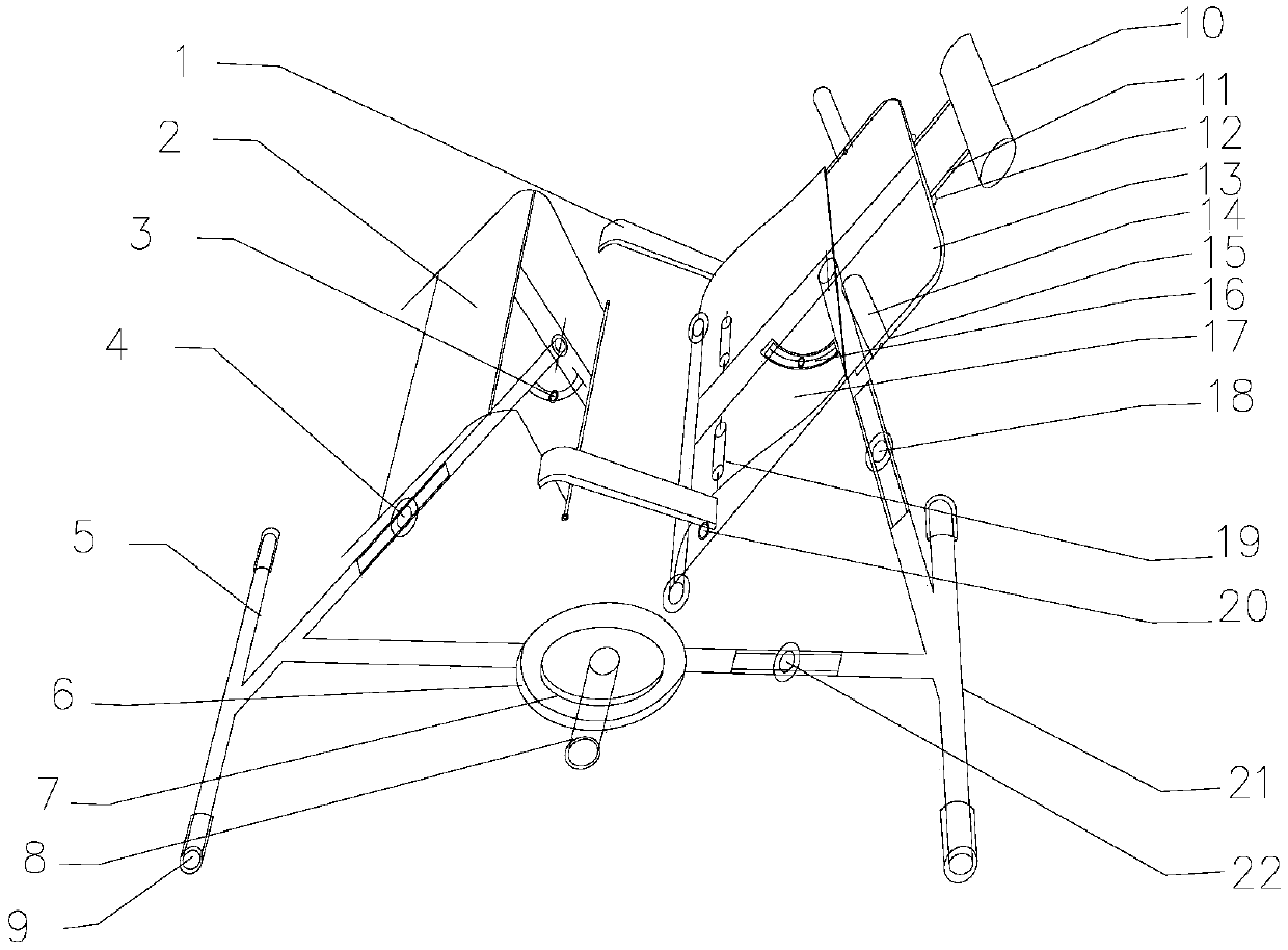 Rehabilitation chair for suspending hips and with adjustable-height hip pad