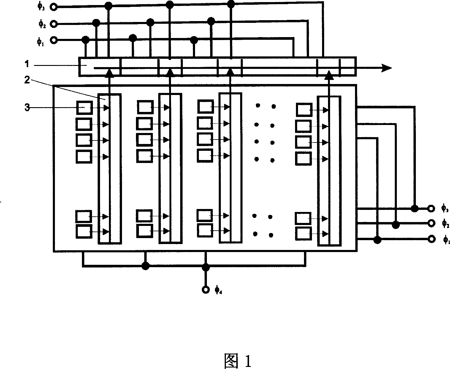 Circuitous transition surface array charge-coupled device